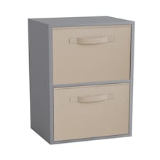 2-Tier Cube Shelving Unit with Inserts | Grey | Grey & Beige | 1