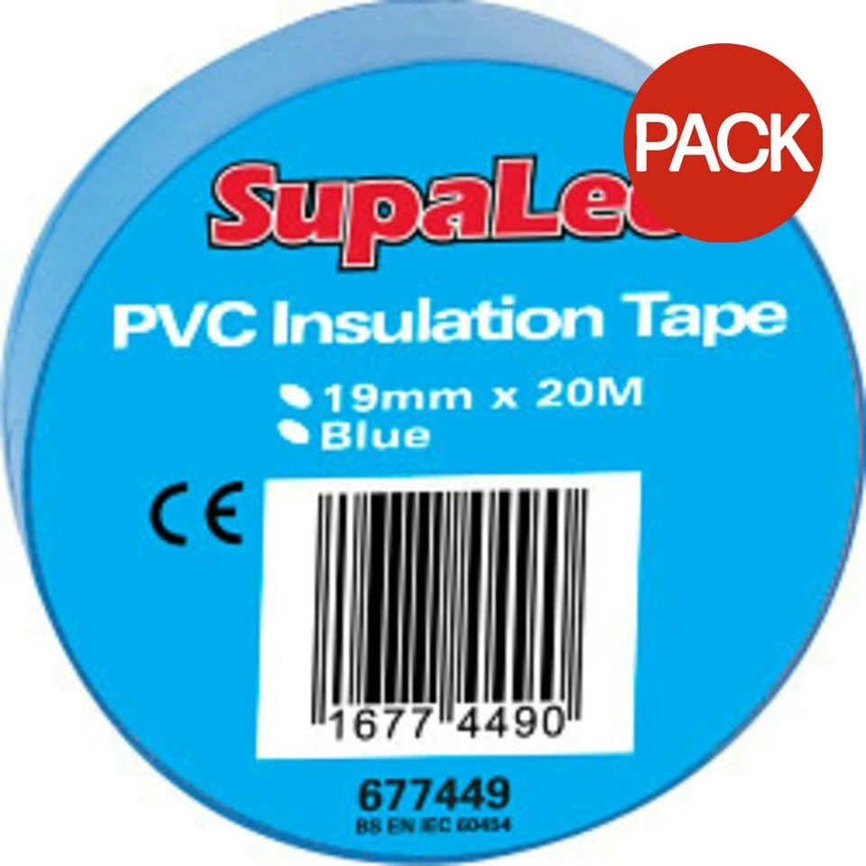 SupaLec PVC Insulation Tapes (Pack Of 10) - Blue - 19mm x 20m