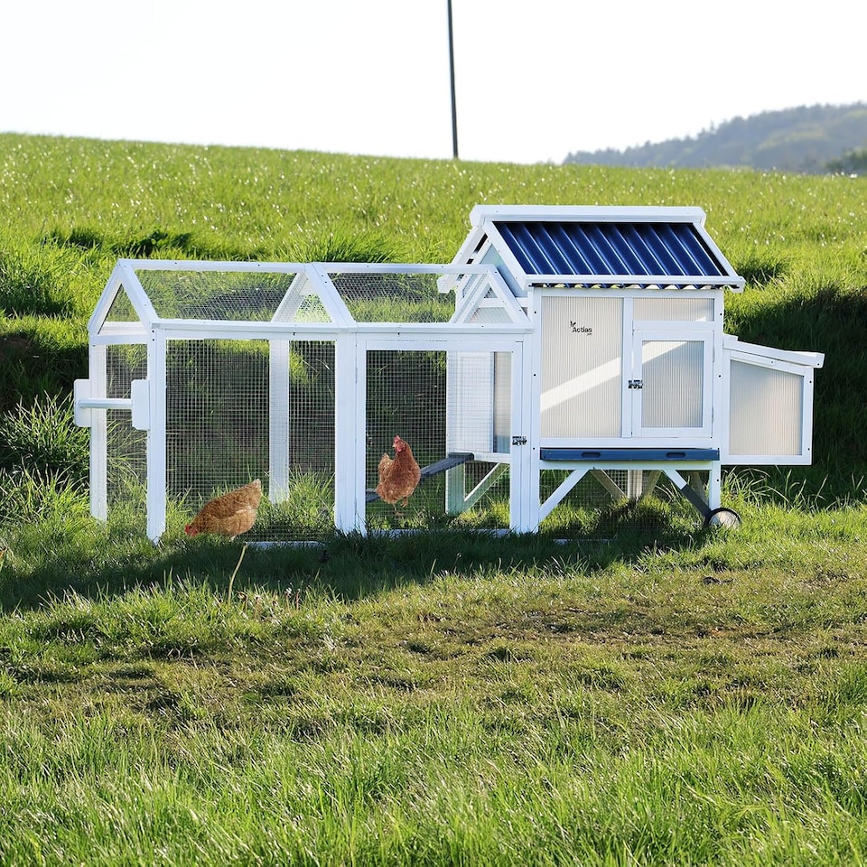 image 1 of Actiaspet - Large Wooden Chicken Coop with Nesting Box and Wheels | Outdoor Hen House for Garden Use