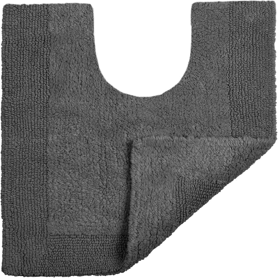 image 1 of Heavyweight Reversible Pedestal Toilet Mat - Charcoal Grey