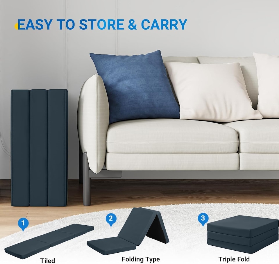 image 1 of Tri Fold Fold Out Z Bed Futon Sofa Chair Mattress