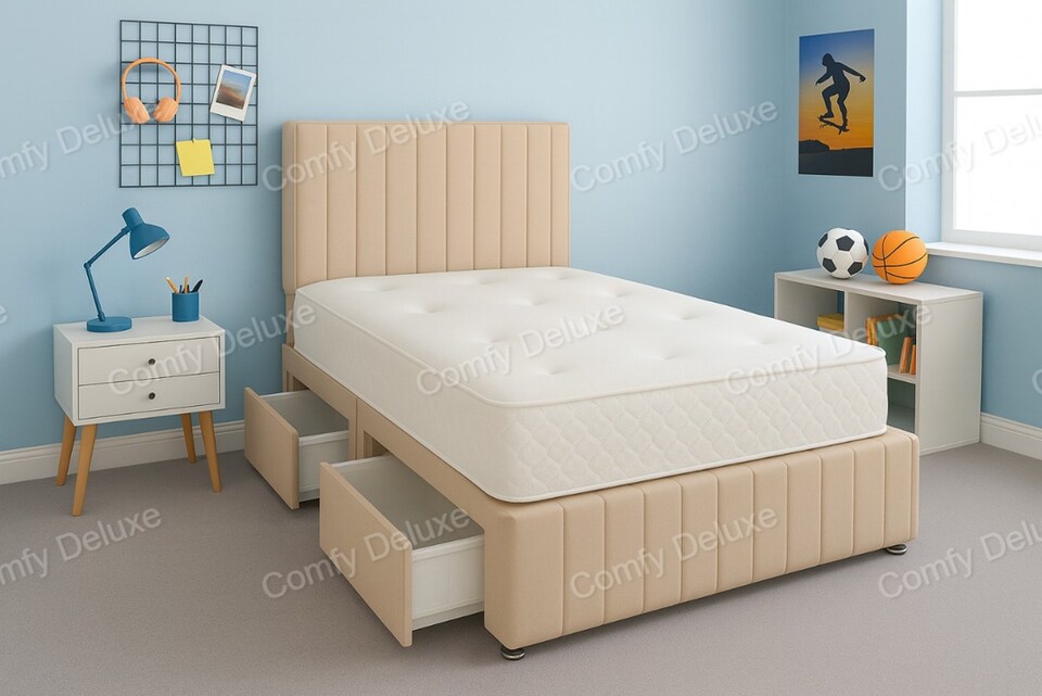 Coffee Plush 5ft Kingsize Divan Bed Set Headboard & Footboard - No Drawers
