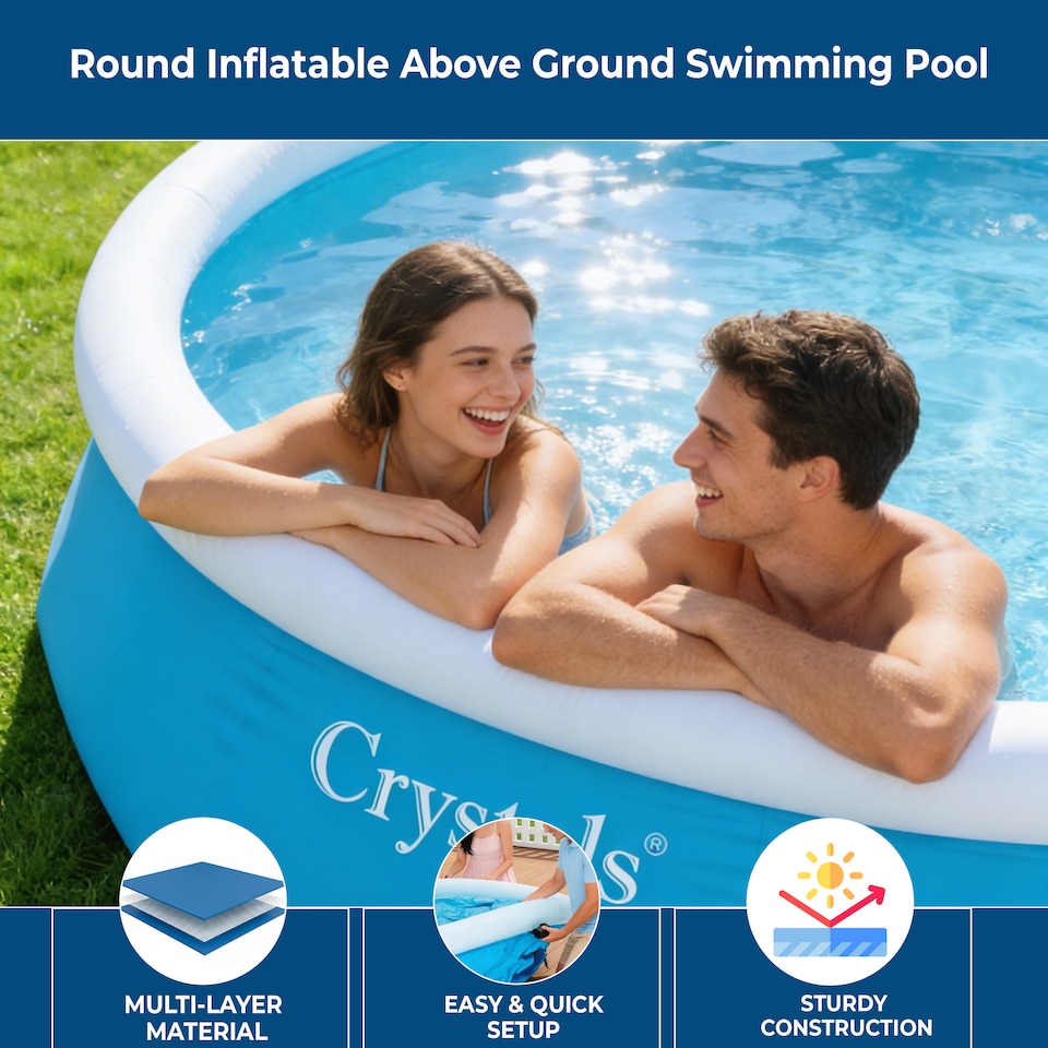 image 1 of 8ft Fast Set Family Swimming Pool Outdoor Garden Inflatable Pool