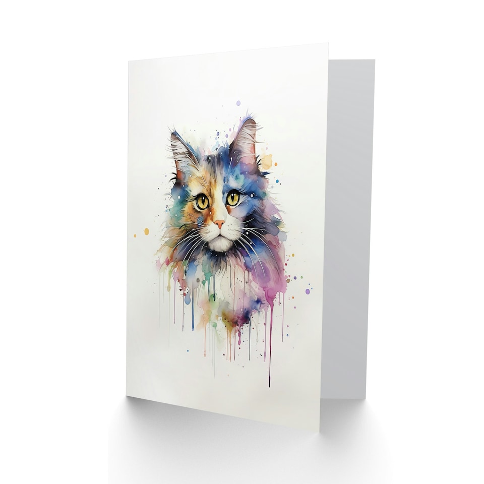 image 1 of Norwegian Forest Watercolour Pet Portrait Cat Lover Card
