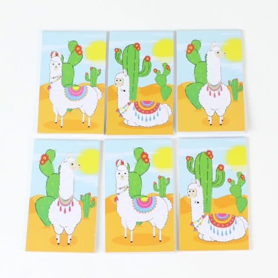 Assorted Llama Mini Notebooks - Pack of 6