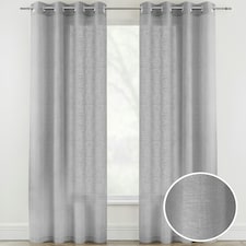 Pair of Crete Silver Linen Look Voile Panels 183 cm (72 inch) Eyelet Panels for Bedroom and Living Room
