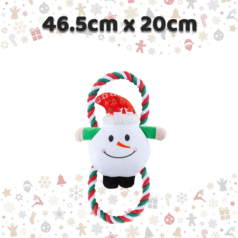 image 1 of PMS Christmas Snowman Pet Toy 46.5cm x 20cm White - Festive Holiday Gift