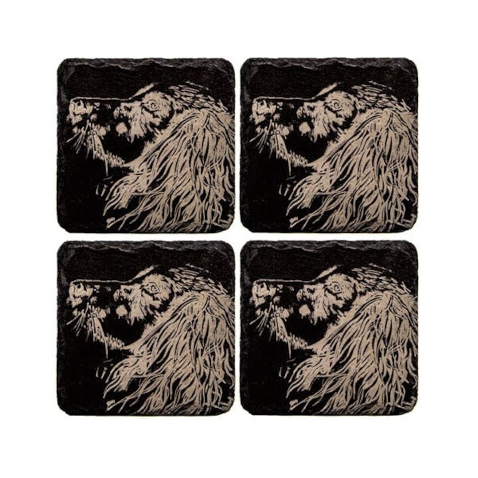 image 1 of The Just Slate Company Set of 4 Spaniel Slate Coasters