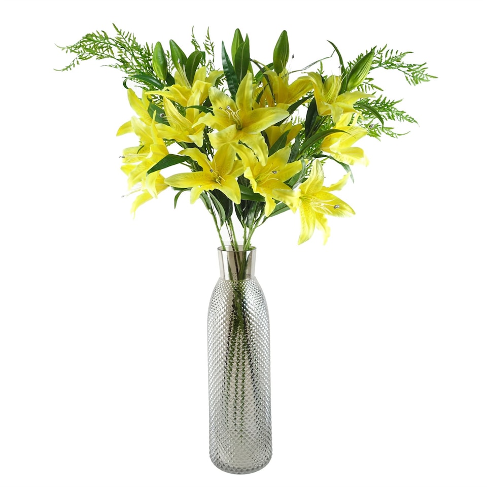 image 1 of 50cm Smoke Grey Diamond Tall Glass Vase | Grey | 50