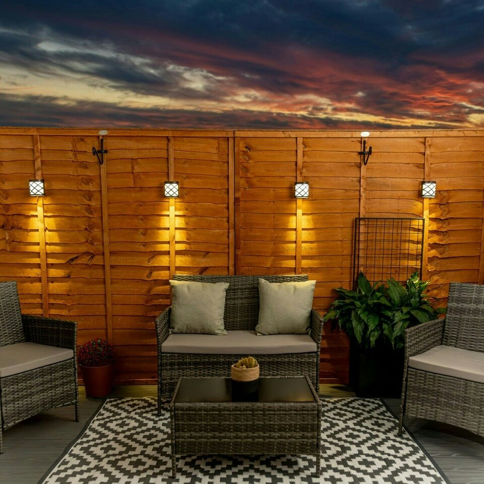 image 1 of ValueLights Set of 4 Diamond Black Outdoor Solar Wall Light Black