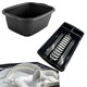 image 1 of Set Of Black Rectangular Washing Up Bowl & Dish Drainer Rack Kitchen Sink Utensil Holder Black