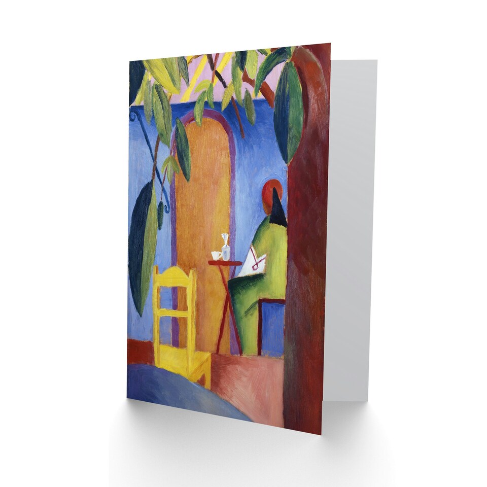image 1 of August Macke Art Card Turkish Cafe Colourful Oil Painting