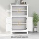 image 4 of HOMCOM Modern Bathroom Storage Cabinet, Freestanding Bathroom Cabinet with Open Shelves, a Cupboard with Doors and Adjustable Shelves, White