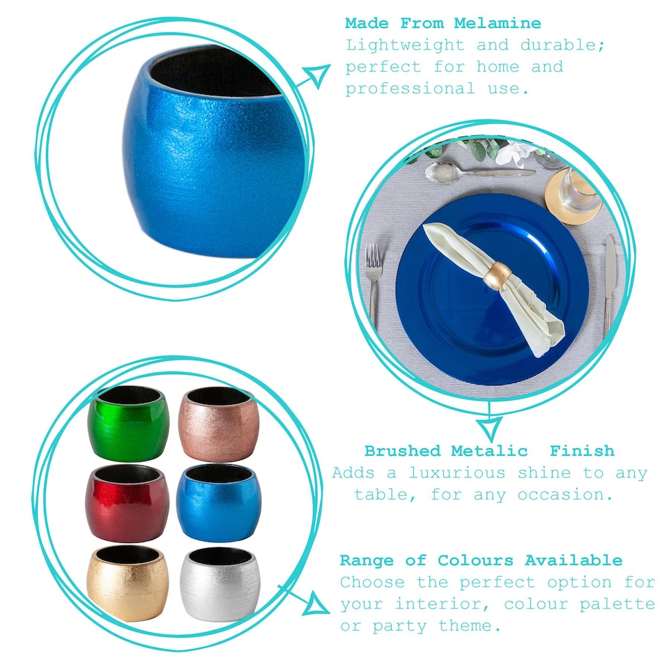 image 1 of Argon Tableware Metallic Napkin Rings - 4.5cm - Black - Pack of 6 | Black | Black