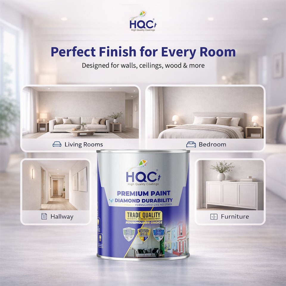 image 1 of HQC Matt Emulsion Paint - Matt Finish for Interior Walls & Ceilings - Ivory - 2.5L