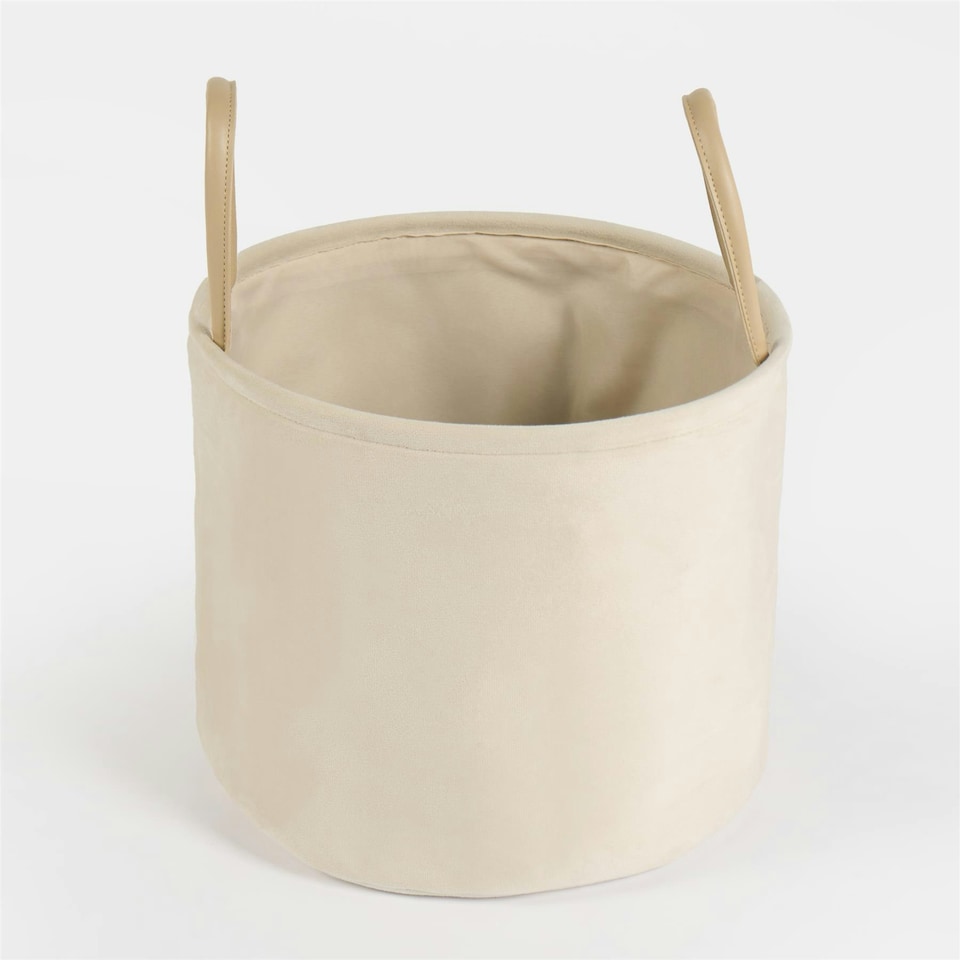 image 1 of OHS Velvet Storage Basket Home Modern Hamper Clothes Toys Organiser Fabric Bag Grey | Charcoal Grey