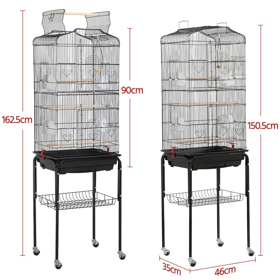image 1 of Yaheetech 162.5 cm Tall Open Top Metal Bird Cage Large Black
