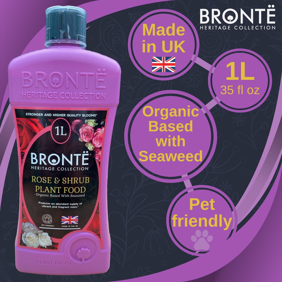 image 1 of Bronte Heritage Collection Rose and Shrub Plant Food 1L Concentrated Organic Liquid Fertiliser, Seaweed-Enriched