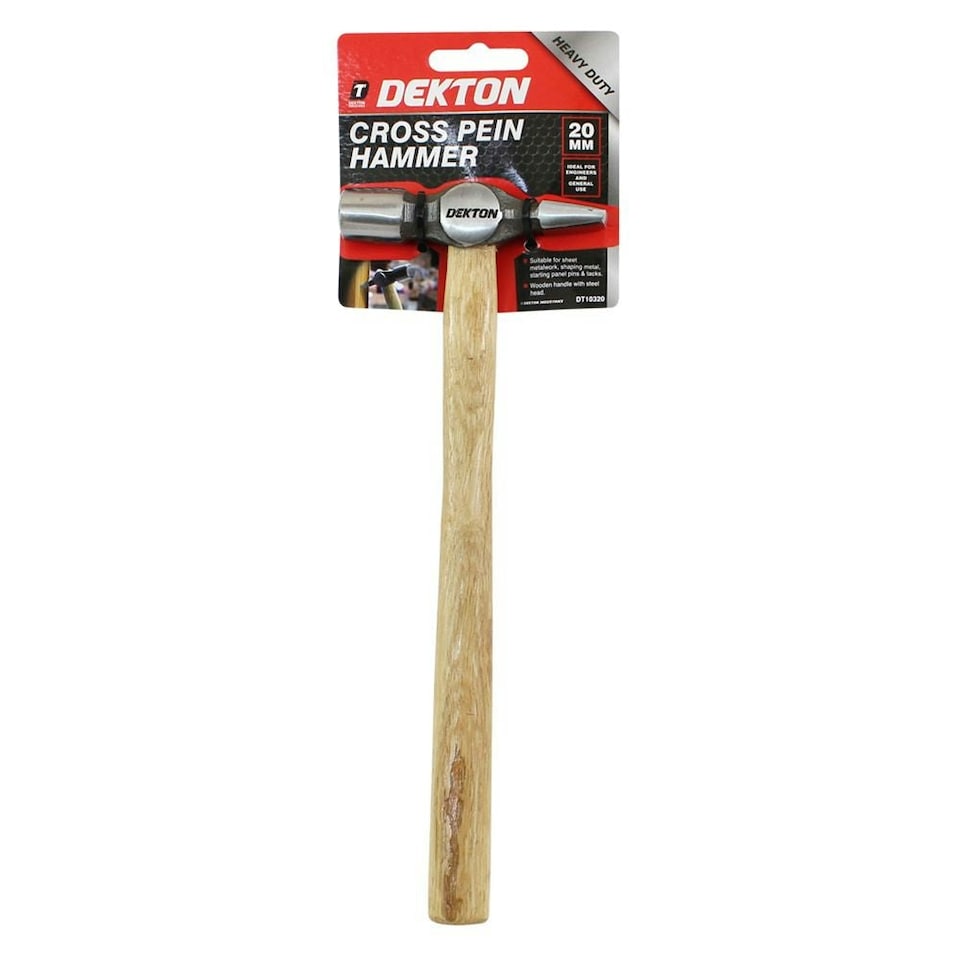 image 1 of Dekton Cross Pein Hammer 20mm With Wooden Handle Lightweight Steel Head