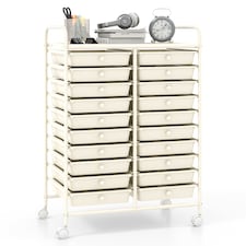 COSTWAY 20 Drawer Rolling Storage Cart Storage White