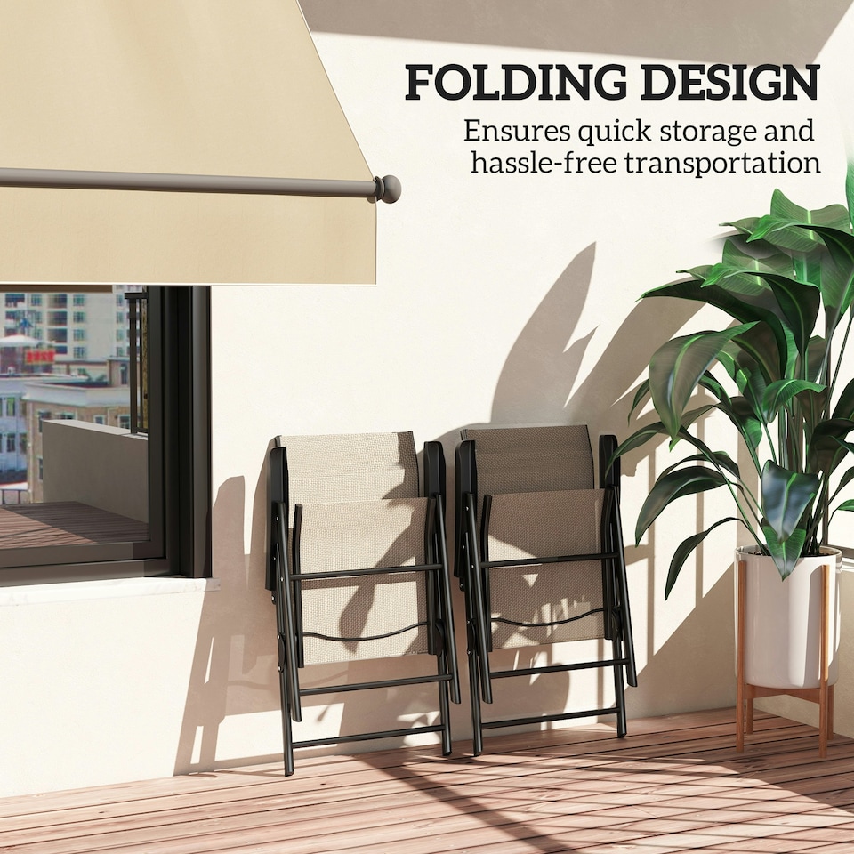image 1 of Outsunny Folding Garden Dining Chairs Set of 4 with Mesh Seat Brown | 2 pcs