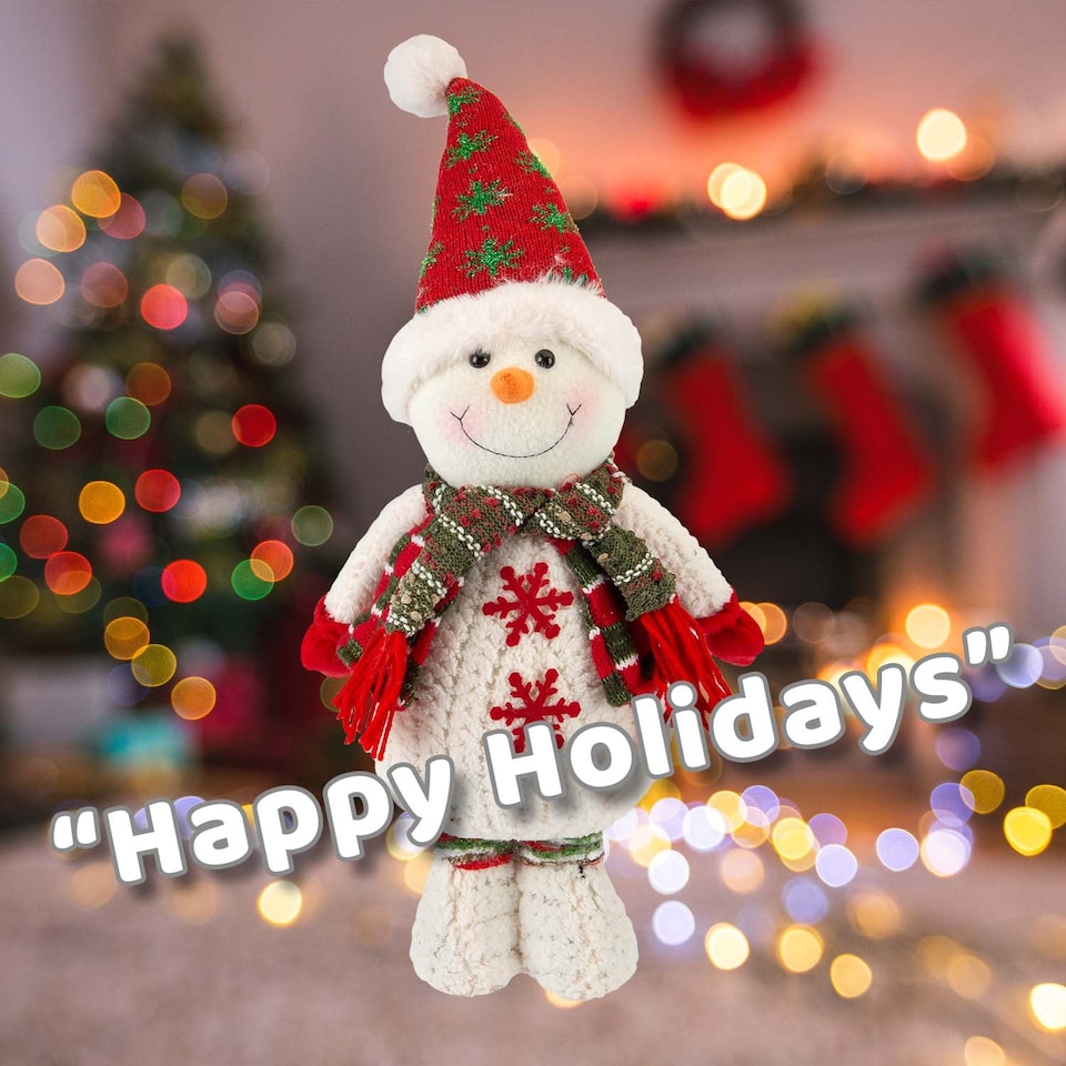 image 1 of PMS Christmas Standing Snowman Plush 41.5cm x 21.5cm, White