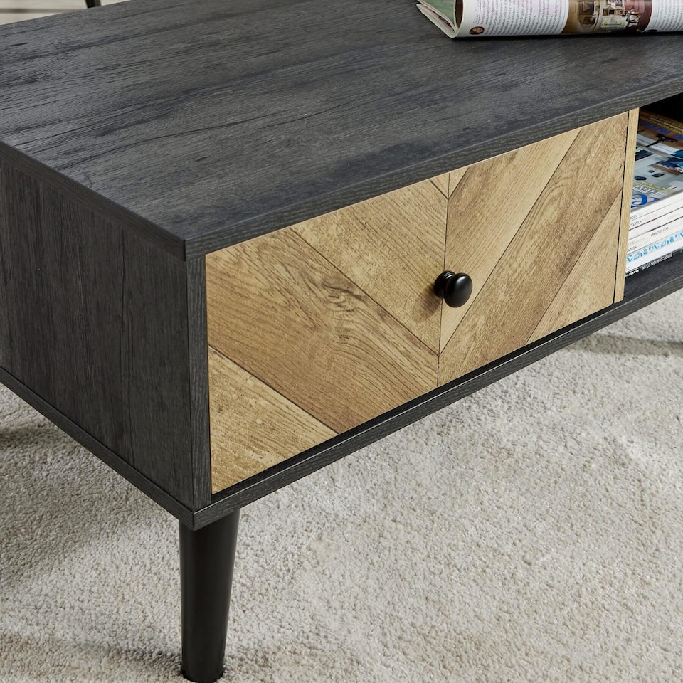 image 1 of Coffee Table 1 Drawer Open Storage Home Living Room Furniture Unit | Black
