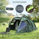 image 7 of Outsunny 3-4 Persons Tunnel Tent, Two Room Camping Tent with Windows, Black