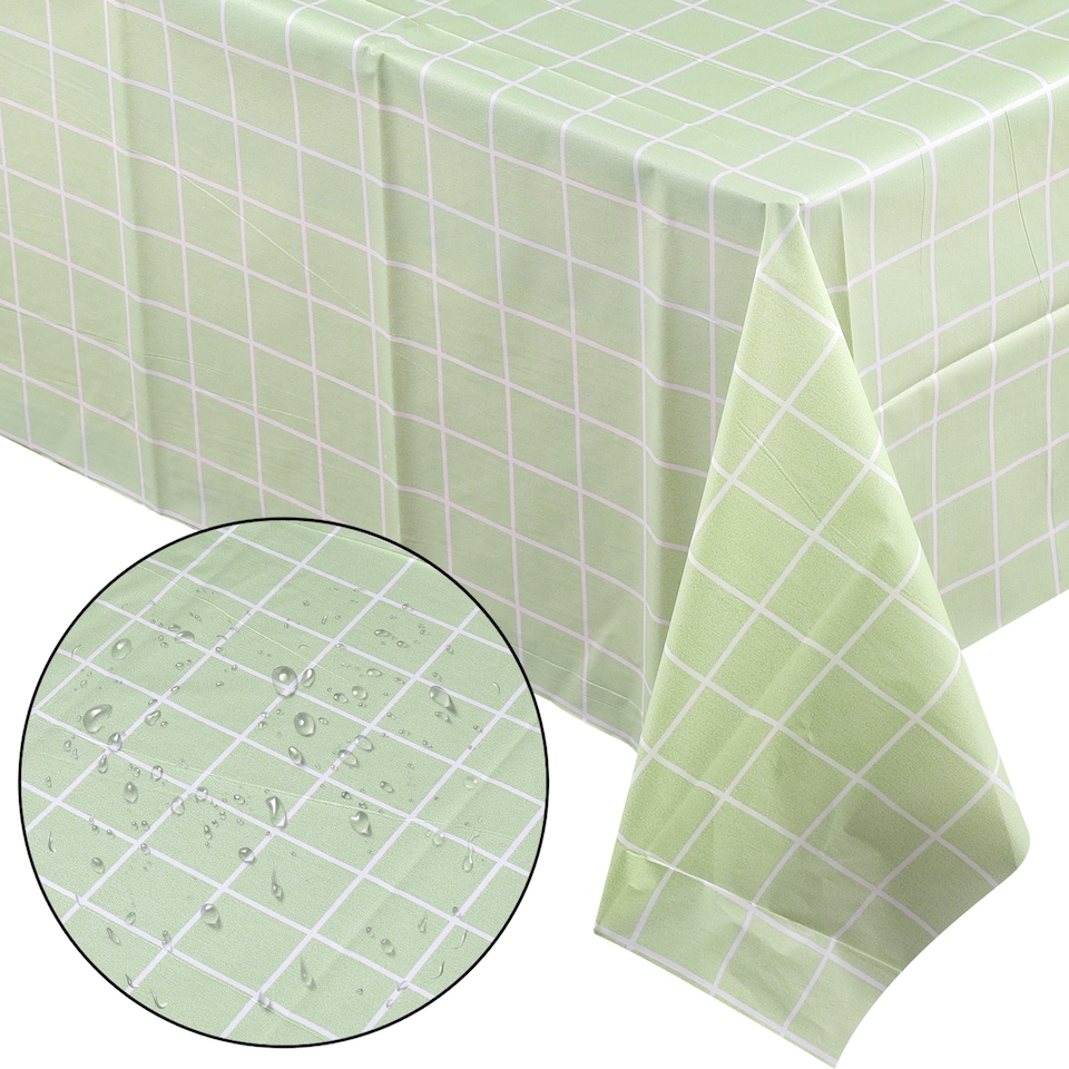 image 1 of Checkered Rectangular Tablecloth, PVC Plastic Table Cover - 137x180cm