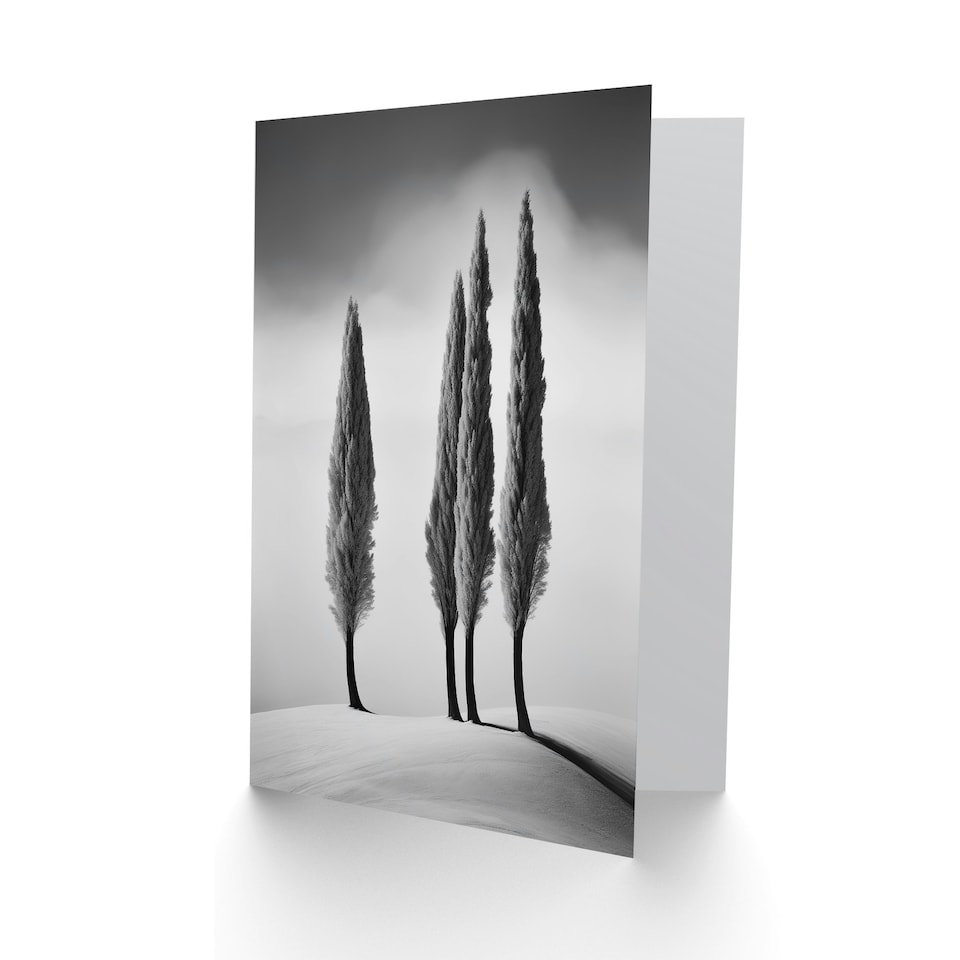 image 1 of Cypress Trees Snowy Hill Winter Landscape Birthday Card