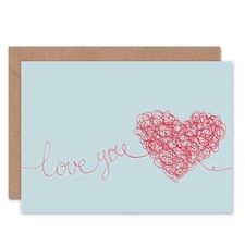 Love You Scribble Heart Partner Anniversary Love Valentines Day Card