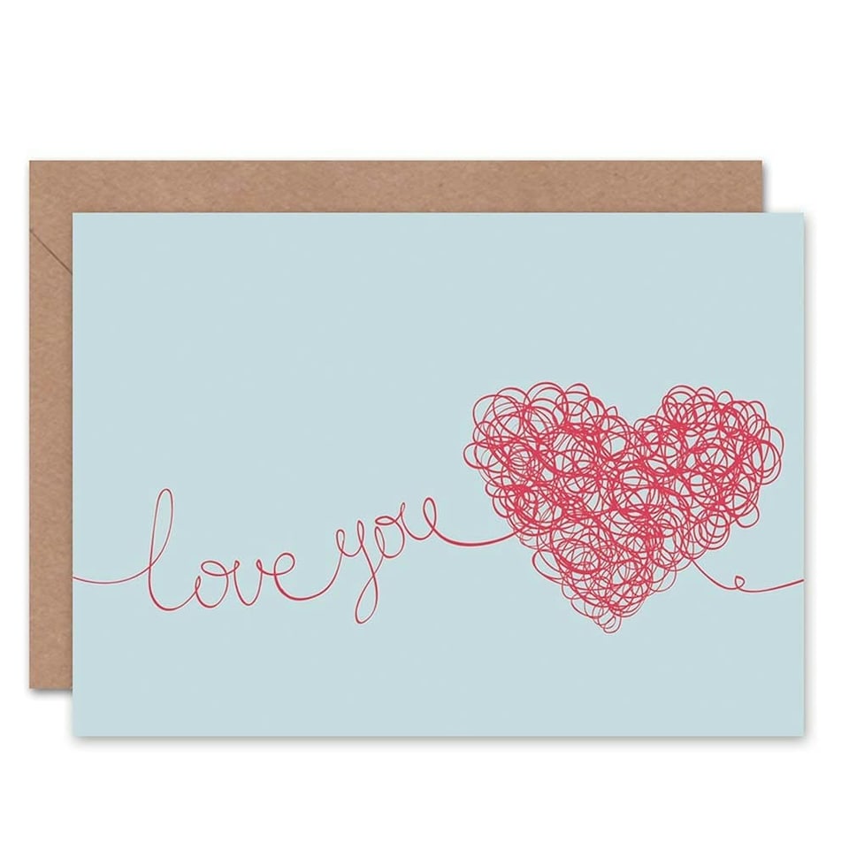 image 1 of Love You Scribble Heart Partner Anniversary Love Valentines Day Card