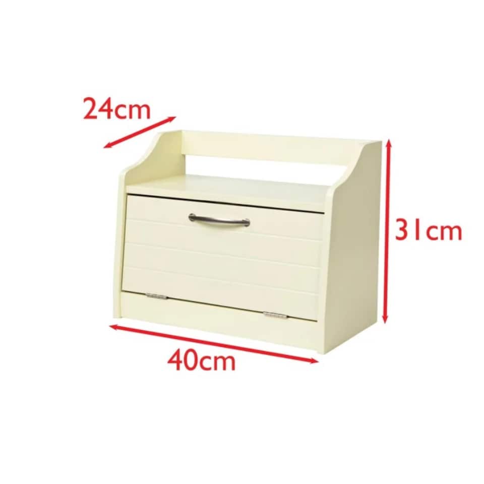 image 1 of Minack Buttermilk / Cream Wooden Bread Bin, Worktop Storage Box with Shelf | Cream | Buttermilk