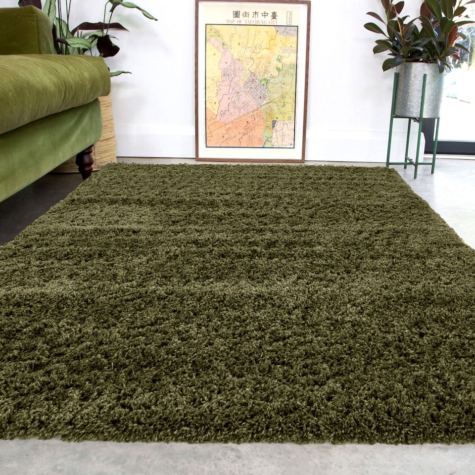 image 1 of KUKOON Dark Green Super Soft Shaggy Area Rug 80cm x 150cm
