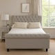 image 1 of Interiors By Premier Contemporary Light Grey Double Ottoman Bed, Elegant Diamond Patterned Bedroom Bed, Ottoman Stud Detailed Bed