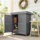 image 2 of Outsunny Small Shed, Wooden Garden Shed with Openable Hinged Roof and Removable Shelf, Outdoor Tool Storage Cabinet Chest with Double Doors, 74 x 43 x 88 cm, Grey