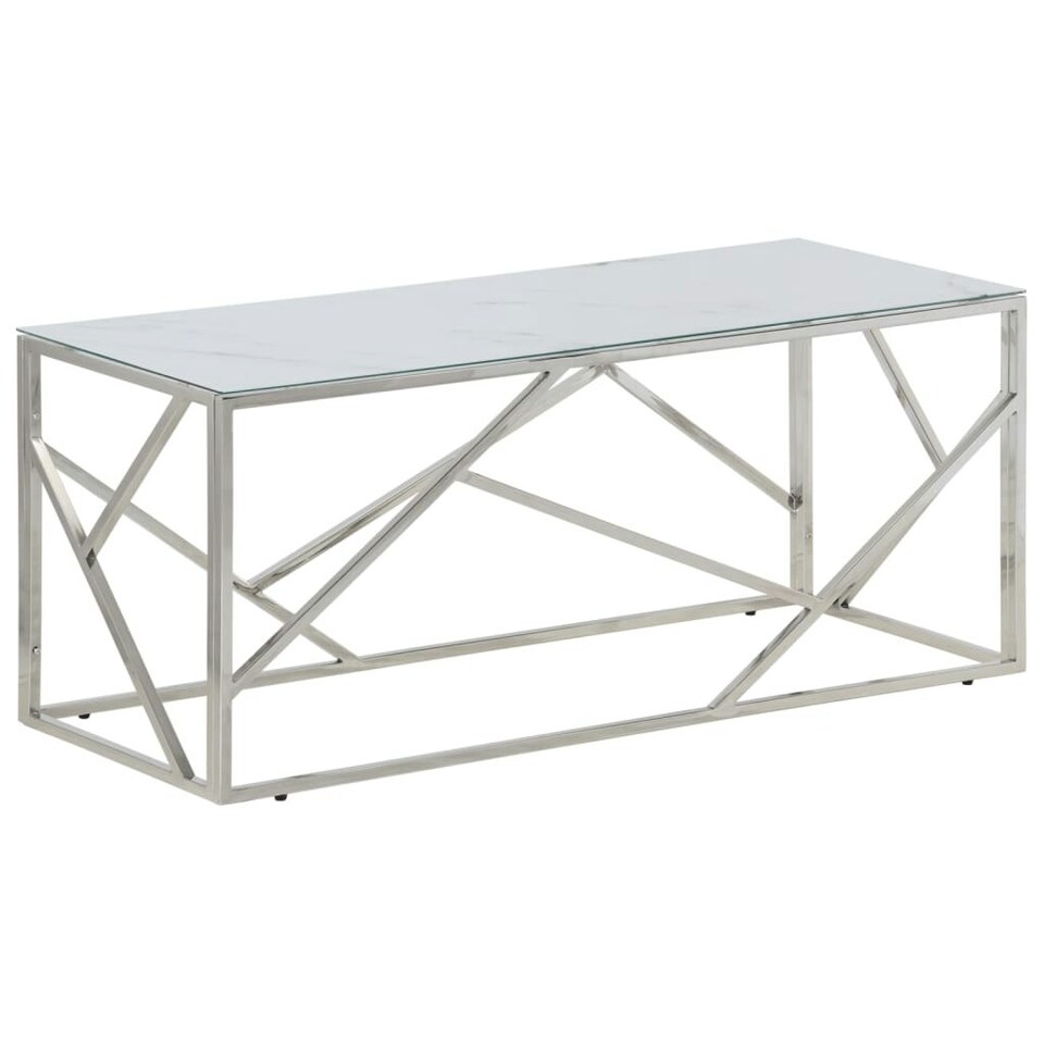 Coffee Table Silver Stainless Steel and Tempered Glass Tesco Groceries