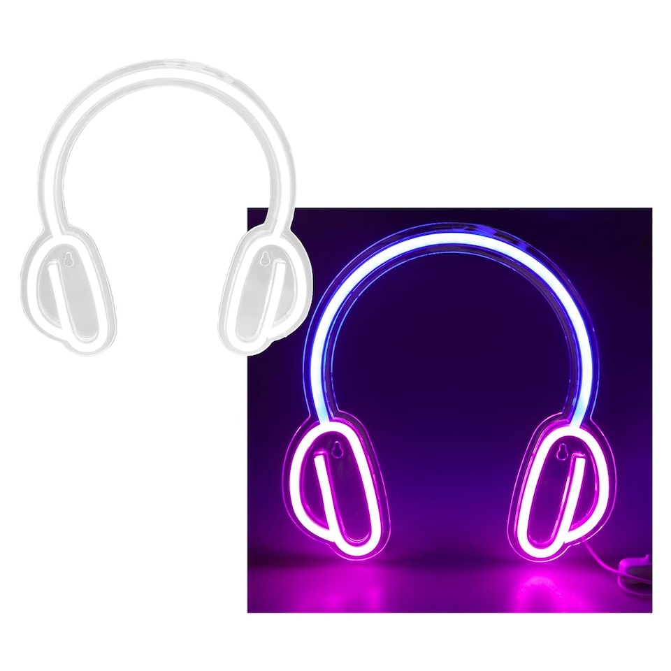 image 1 of PMS Headphone Neon Light USB Powered Multi-coloured - 28cm x 28cm