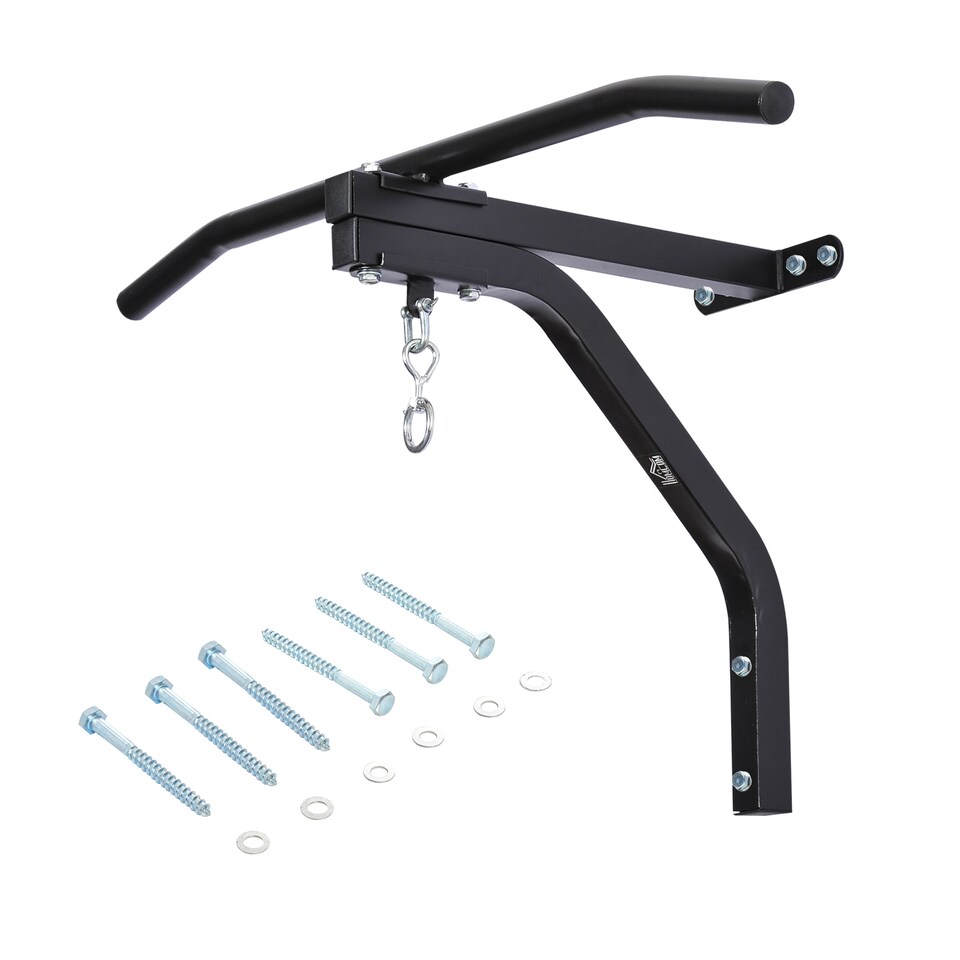image 1 of HOMCOM Heavy Punch Bag Hanger Wall Mount Chain Swivel Bracket Bar Steel, Black | Black | Black | 93L x 47D x 51H cm