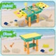 image 7 of Kids 3-in-1 Water & Sand Activity Table with Fishing Game, Molds, Tools & Foldable Portable Design - Outdoor Sensory Play Set (turquoise colour)
