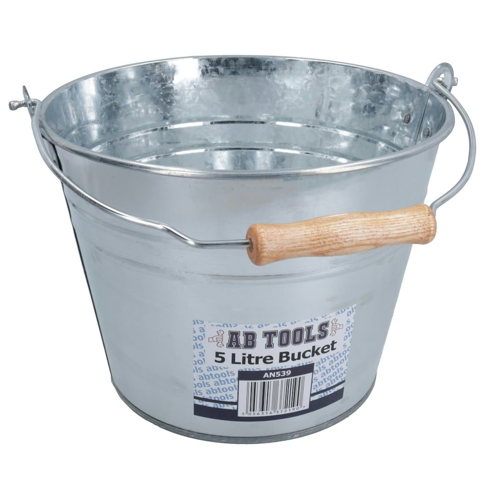 image 1 of 5L Galvanised Steel Metal Bucket Pail Water Coal Greenhouse Garden Plants 2PK