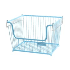 Buckingham Multi-Purpose Stackable Storage Organising Basket 30.5 x 26.5 x 22 cm Baby Blue
