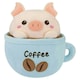 image 1 of Pig Coffee Cup Soft Toy Cute Plushie Huggable Cuddly Stuffed Toy 20cm Blue