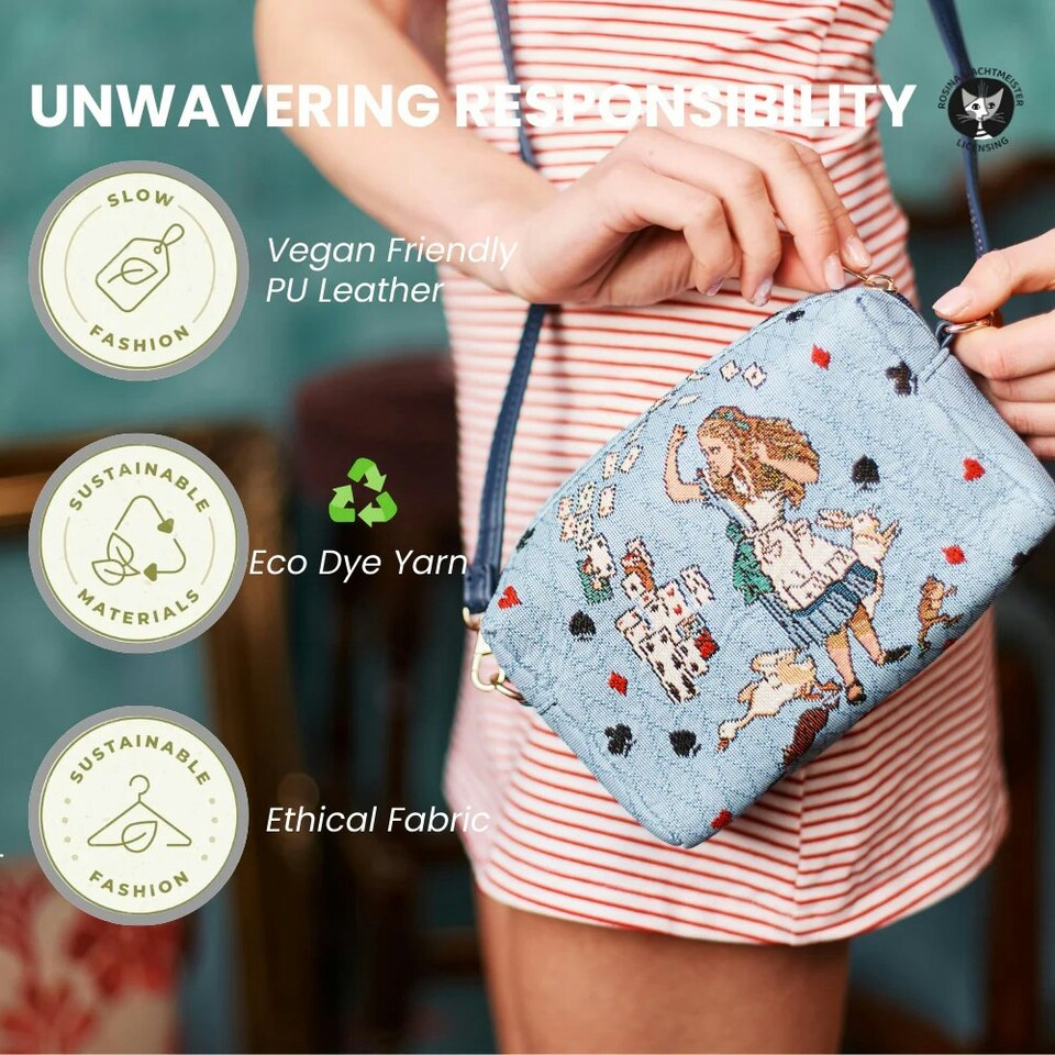 image 1 of Signare Hip Crossbody Bag - Alice in Wonderland Nothing But Cards Blue