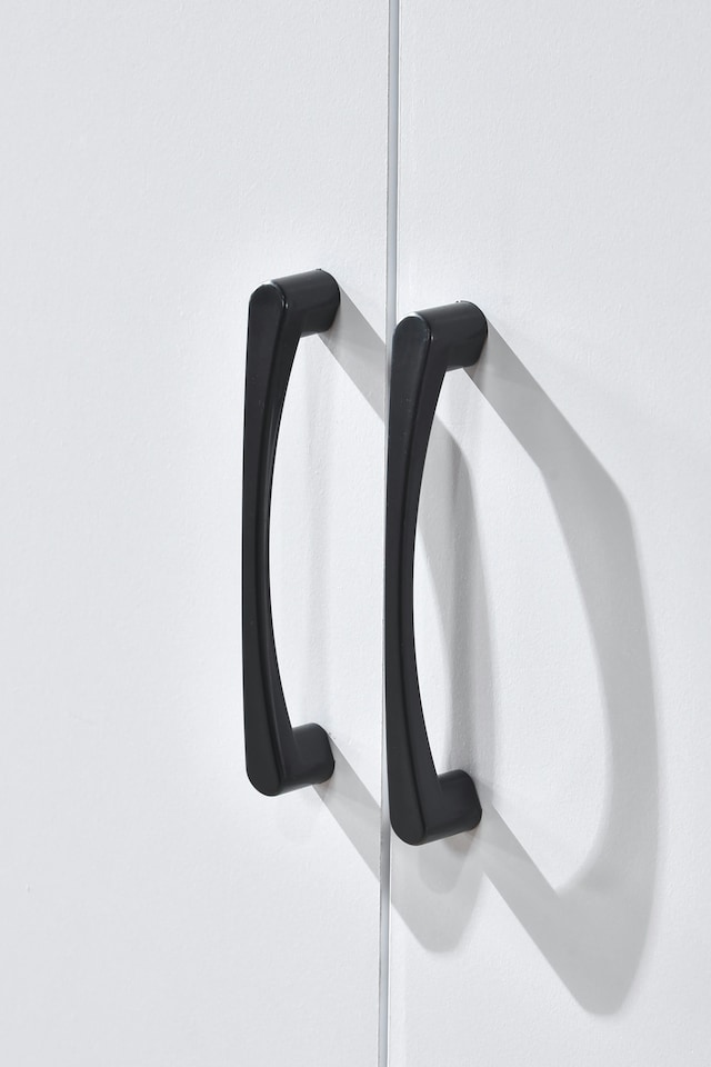 image 1 of Paddington 6 Door 2 Drawer Mirrored Wardrobe | White | Black Handles