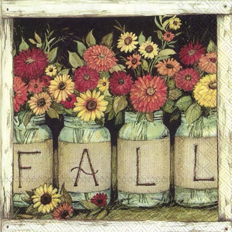 IHR Ideal Home Range Luncheon Napkin - Fall Mason Jars | Multi