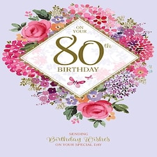 80TH Birthday Female Card Embossed Gold Foil Number Design