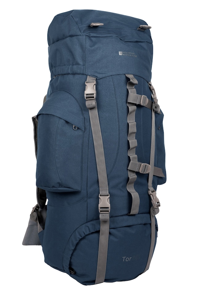image 1 of Mountain Warehouse Tor 65L Rucksack Adjustable Back Water Resistant Hiking Backpack