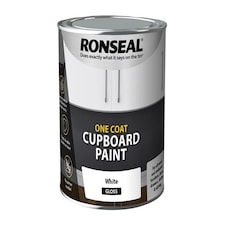 Ronseal - One Coat Cupboard Paint White Gloss 750ml