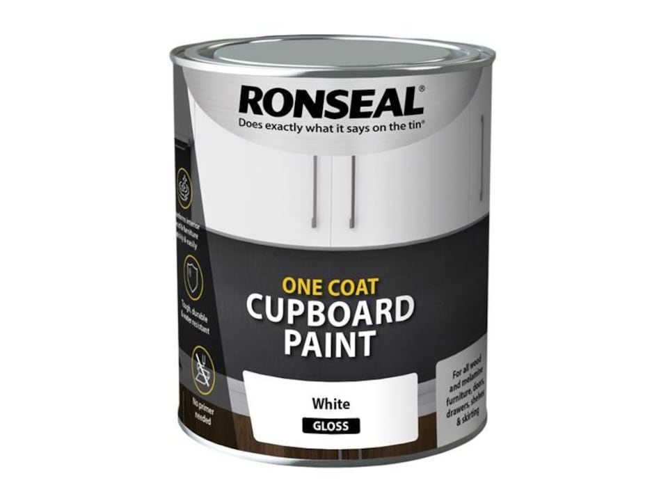 Ronseal - One Coat Cupboard Paint White Gloss 750ml